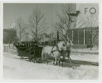 New York World's Fair - Employees - Females - Sledding - Women on horse-driven sled in front of Ford Building