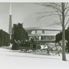 New York World's Fair - Employees - Females - Sledding - Women on horse-driven sled in front of Ford Building
