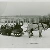New York World's Fair - Employees - Females - Sledding - Women on horse-driven sled in front of Perisphere