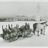 New York World's Fair - Employees - Females - Sledding - Women on horse-driven sled in front of Perisphere
