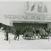 New York World's Fair - Employees - Females - Sledding - Women on horse-driven sled in front of Medicine and Public Health Building