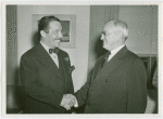 New York World's Fair - Employees - Gibson, Harvey (Chairman of Board) - Shaking hands with Grover Whalen