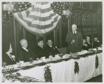 New York World's Fair - Employees - Gibson, Harvey (Chairman of Board) - With Fiorello LaGuardia and committee members eating lunch