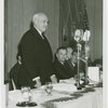 New York World's Fair - Employees - Gibson, Harvey (Chairman of Board) - Close-up, speaking at luncheon
