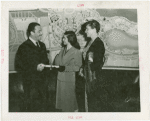 New York World's Fair - Employees - Whalen, Grover (President) - With women in front of wall map