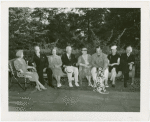 New York World's Fair - Employees - Whalen, Grover (President) - In garden of his home with officials from Chicago's Century of Progress
