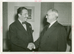 New York World's Fair - Employees - Whalen, Grover (President) - Shaking hands with Harvey Gibson