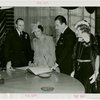 Norway Participation - Prince Olav and Princess Martha - Signing guestbook as Grover Whalen looks on
