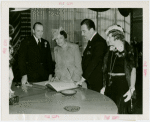 Norway Participation - Prince Olav and Princess Martha - Signing guestbook as Grover Whalen looks on