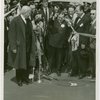 Opening Day - 1940 Season - Fiorello LaGuardia cutting ribbon as Grover Whalen and Harvey Gibson look on