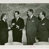 Peru Participation - Peruvian officials with Grover Whalen holding Trylon and Perisphere statue