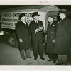Peru Participation - Peruvian officials with Grover Whalen holding Trylon and Perisphere statue