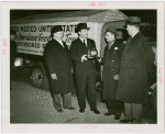 Peru Participation - Peruvian officials with Grover Whalen holding Trylon and Perisphere statue