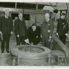 Petroleum - Fiorello LaGuardia priming the well with oil industry officials at dedication