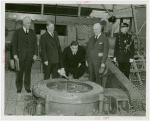 Petroleum - Fiorello LaGuardia priming the well with oil industry officials at dedication