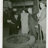 Petroleum - Fiorello LaGuardia priming the well with oil industry official, Kitty Carlisle and kid at dedication