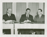 Poland Participation - Grover Whalen, Antoni Milkowski (Assistant Commissioner) and Count Janusz Illinski (former Military Attache) sign contracts