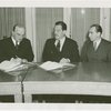 Poland Participation - Grover Whalen, Antoni Milkowski (Assistant Commissioner) and Count Janusz Illinski (former Military Attache) sign contracts