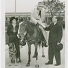 Pony Express Exhibit - Group with horse in front of City of New York Building