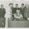 Red Cross worker receiving check