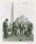 Radio Corporation of America (RCA) - William Winterbottom (Vice President of Radio Communications) and group with teletype at groundbreaking for RCA exhibit