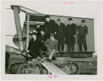 Railroads on Parade - Grover Whalen, J.M. Davis (President of the Delaware, Lackawanna, and Western Railroad and Chairman of World's Fair Committee of Eastern President's Conference), and officials on steam shovel at ground breaking