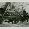 Railroads on Parade - John Bull train being lifted into building