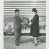 Railroads on Parade - One-millionth visitor to Budd Exhibit receiving plaque
