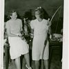 Sports - Archery - Two women with trophy and bow