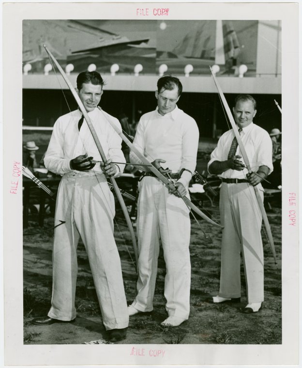 Sports - Archery - Three men with bows and arrows