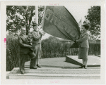 Sports - Banner - Two women and man raising Oregon flag