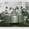 Sports - Baseball - Monte Stratton, Jimmy Dykes and Ted Lyons signing merit cards for boys