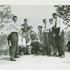 Sports - Baseball - Mel Ott, Gabby Hartnett and Stanley Hack teaching boys how to catch