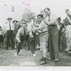 Sports - Baseball - Gene Desautels showing boys how to catch while Joe Cronin shows boy how to bat