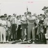 Sports - Baseball - Baseball players showing boys how to tag
