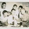 Sports - Baseball - Lou Gehrig signing baseball with group of boys