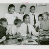 Sports - Baseball - Lou Gehrig signing baseball card with group of boys
