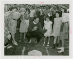 Sports - Baseball - Ernie Lombardi showing girls how to catch