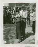 Sports - Baseball - Joe Gordon teaching boy how to bat