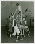 Sports - Basketball - Men in moustaches playing with old fashioned hoop