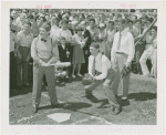 Sports - Whalen, Grover - Playing baseball with Bill Dickey and Lou Gehrig as crowd watches