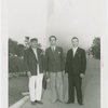 Sweden Participation - Three sailors in front of Trylon and Perisphere