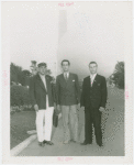 Sweden Participation - Three sailors in front of Trylon and Perisphere