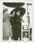 Theme Center - Trylon and Perisphere - Ceremonies - Myron Taylor giving speech at driving of first rivet of Perisphere