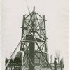 Theme Center - Trylon and Perisphere - Construction - Working surveying under framework