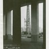 Theme Center - Trylon and Perisphere - Construction - Framework of Trylon viewed through pillars