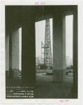 Theme Center - Trylon and Perisphere - Construction - Framework of Trylon viewed through pillars