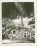 Theme Center - Trylon and Perisphere - Construction - Framework of Trylon and Perisphere with close-up of Helicline