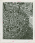 Theme Center - Trylon and Perisphere - Construction - Workers on top of framework of Perisphere