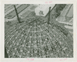 Theme Center - Trylon and Perisphere - Construction - Workers on top of framework of Perisphere